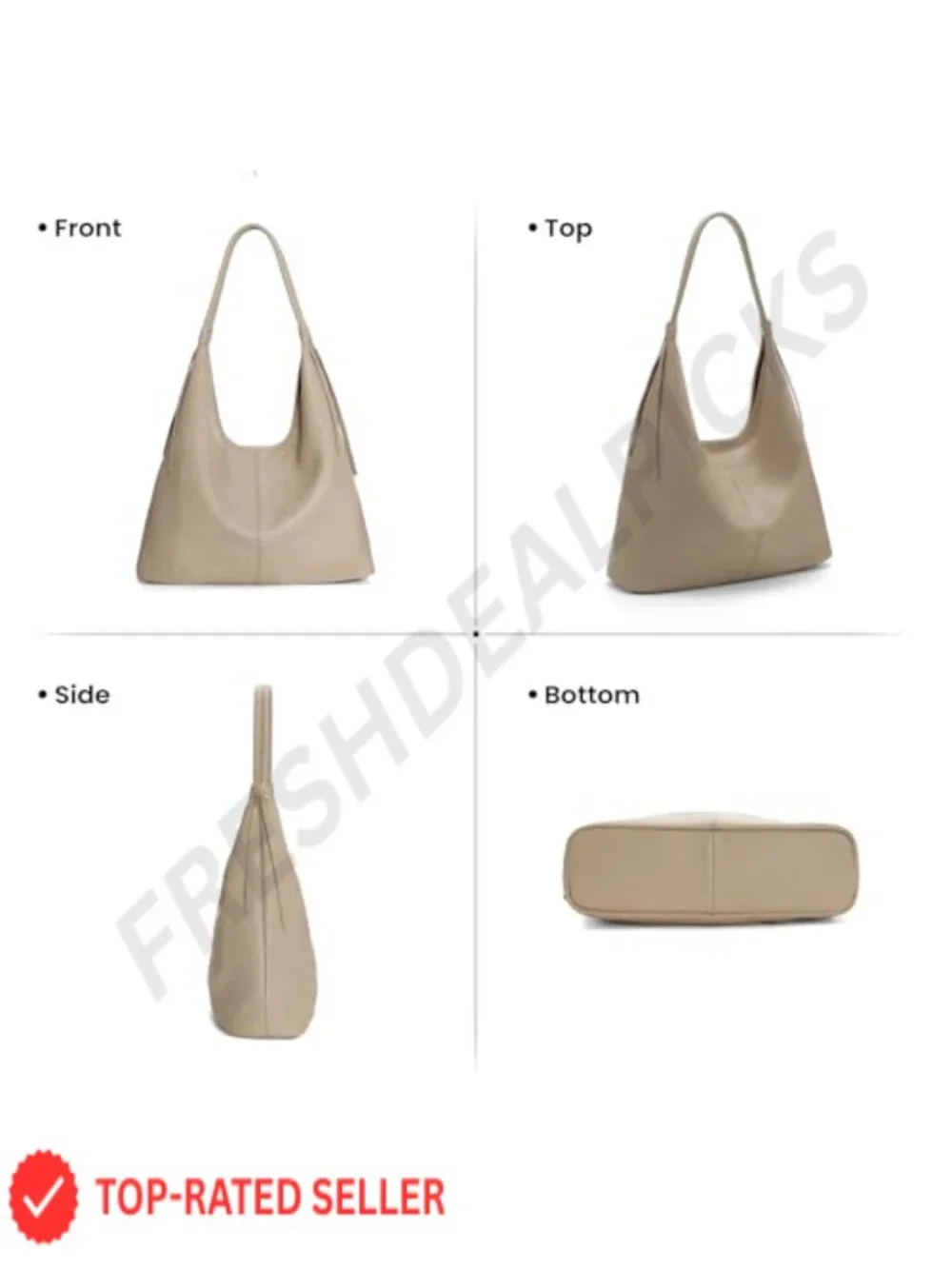 Genuine Leather Slouchy Hobo Bag with Tassel Magnetic Closure